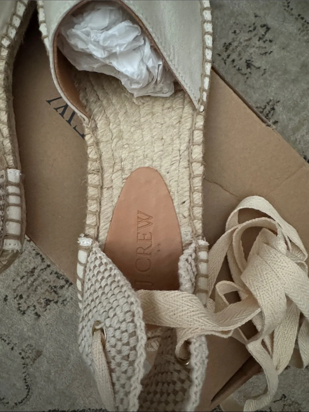 J. Crew Cream Canvas Espadrille Lace-Up Sandals